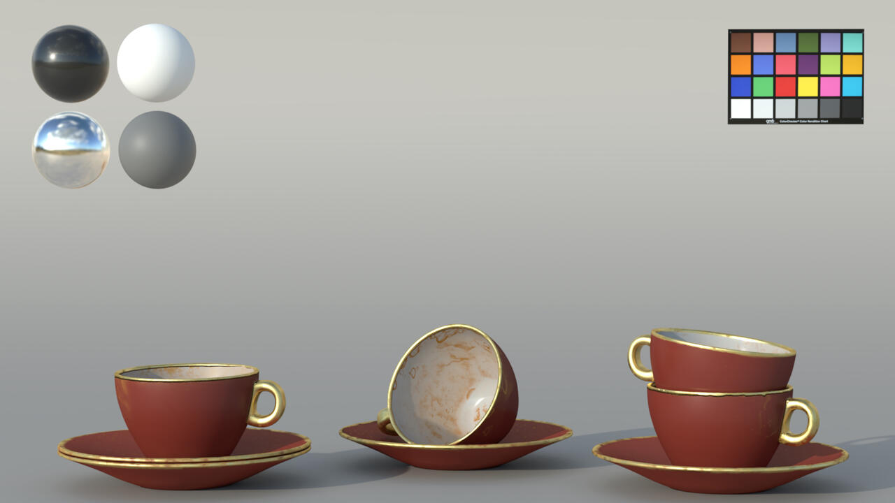 Teacup assets textured in substance painter and rendered in Maya Renderman