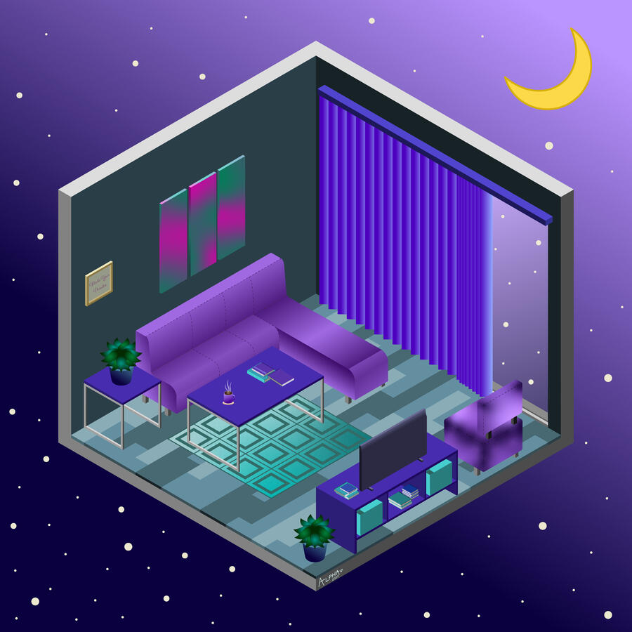 Living Space Isometric Design | Illustrator | Eman Al-Zubeidi | Nov. 2020